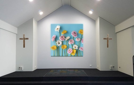 church led wall installation -