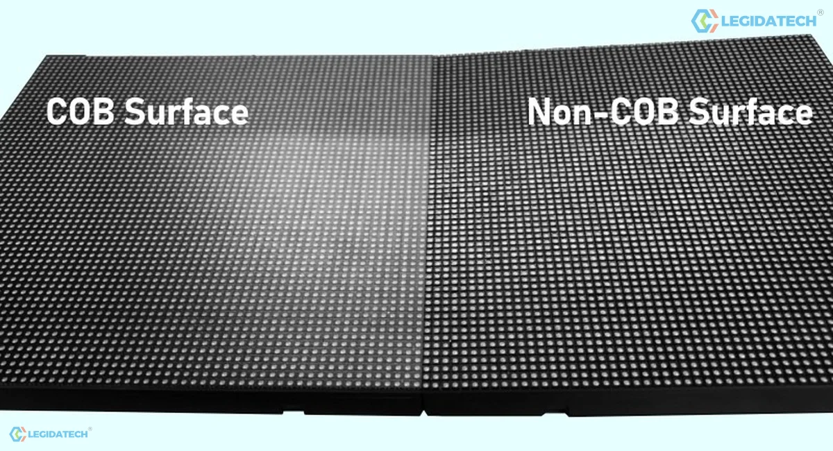 COB LED screen for church - COB surface compared with a non-COB lamp surface on indoor panels