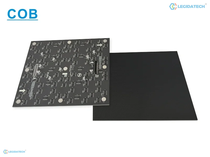 Fine pitch COB LED display for church - the COB face and the driver side of a fine pitch module