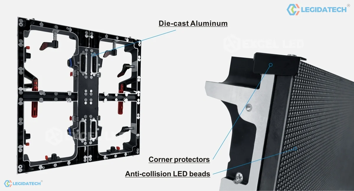 Rental LED screen for church - Enova die-cast aluminium 500x500mm cabinet structure