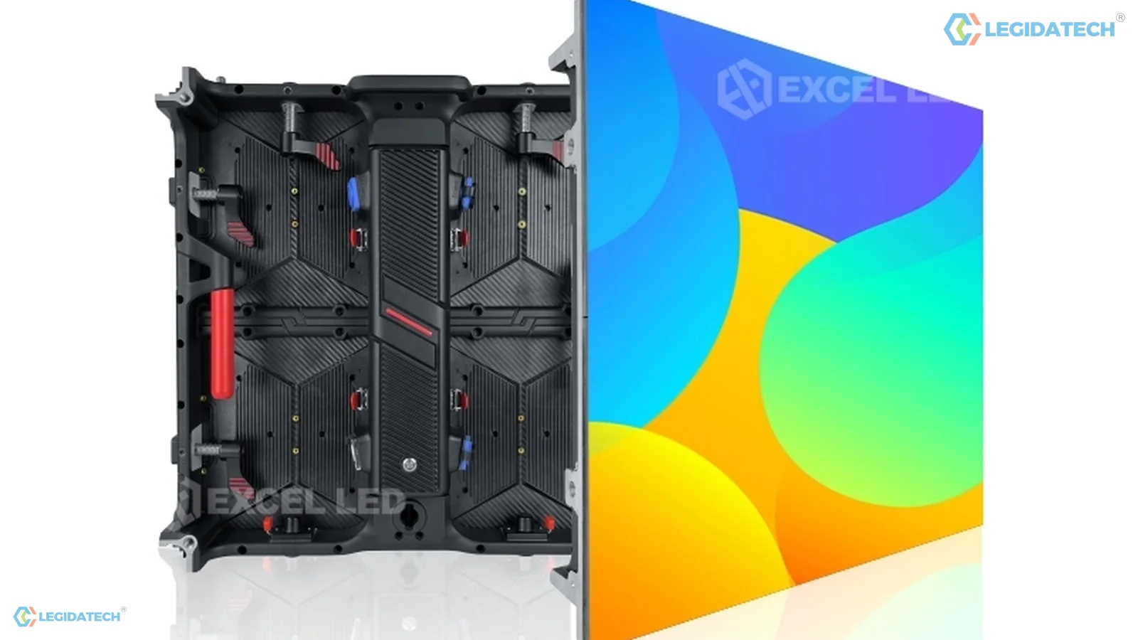 Rental LED screen for church - Enova series 500x500mm die-cast cabinet, rear structure and lit display face