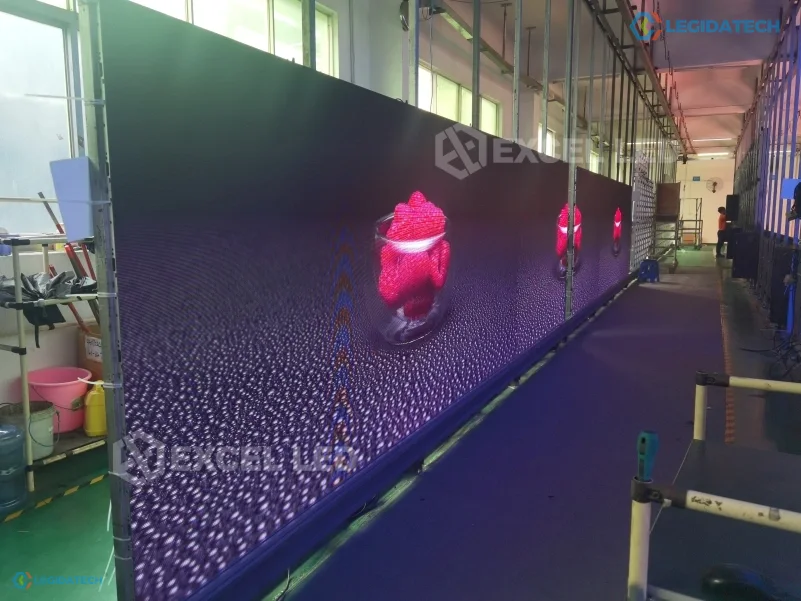 Church event LED screen - cabinets in production and aging before packing at the LEGIDATECH factory