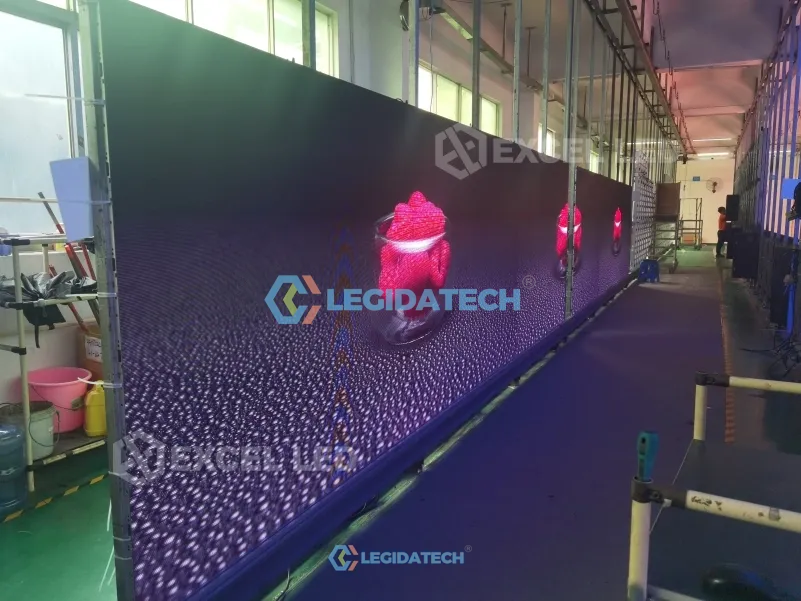 PS series slim LED display cabinets in production at LEGIDATECH factory
